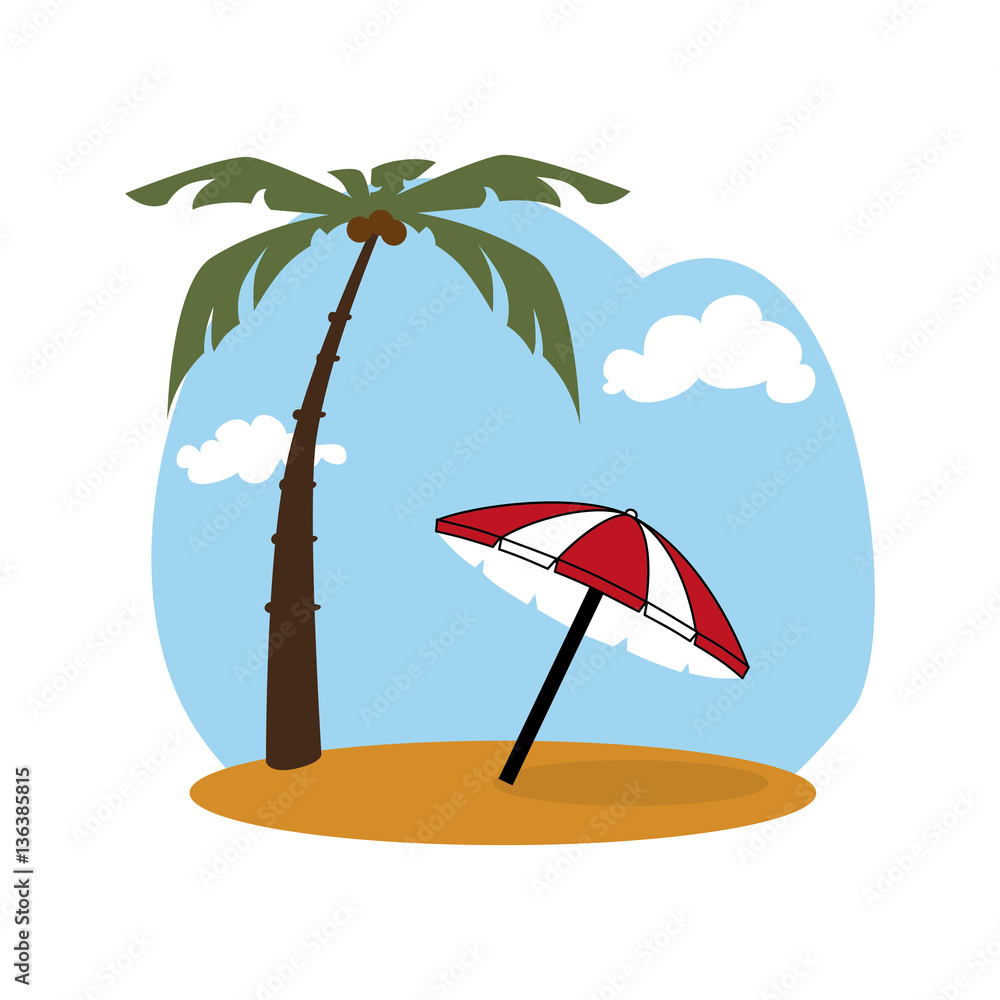 colorful background beach with umbrella vector illustration Stock ...