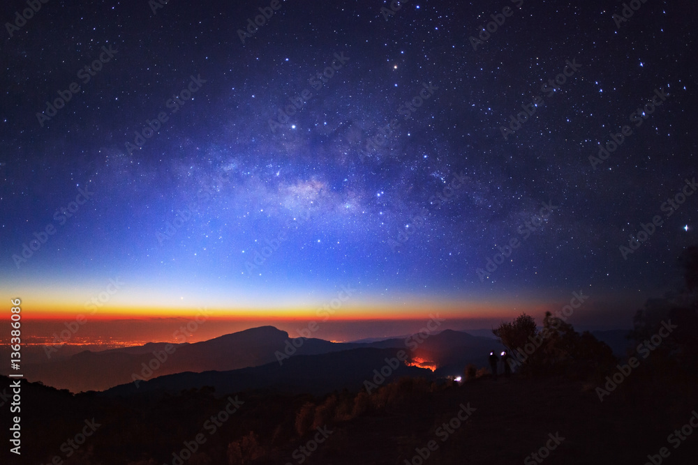 Fototapeta premium Milky Way Galaxy at Doi inthanon Chiang mai, Thailand. Long expo