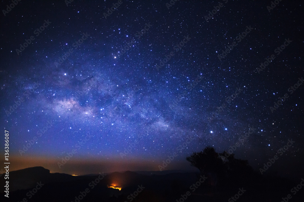 Milky Way Galaxy at Doi inthanon Chiang mai, Thailand.Long expos