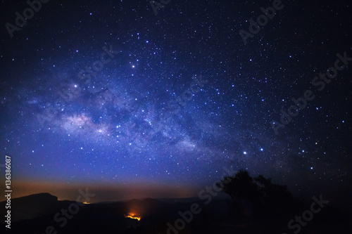 Milky Way Galaxy at Doi inthanon Chiang mai  Thailand.Long expos