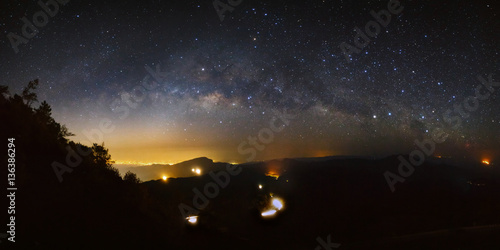 Panorama Milky Way Galaxy at Doi inthanon Chiang mai  Thailand.L