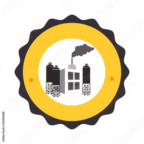 circular frame with pictogram with industry vector illustration