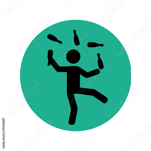 circular silhouette with circus juggler vector illustration