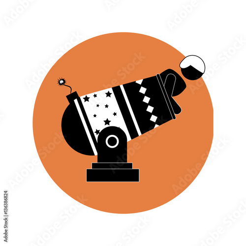 circular silhouette with human cannonball vector illustration