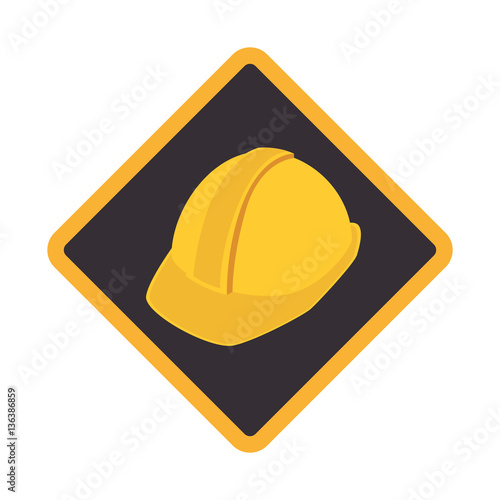 color road sign with protection helmet vector illustration photo