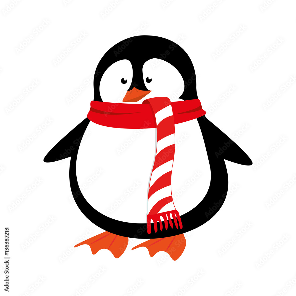 cute penguin with scarf isolated icon vector illustration design Stock