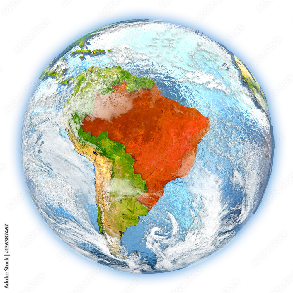 Fototapeta premium Brazil on Earth isolated