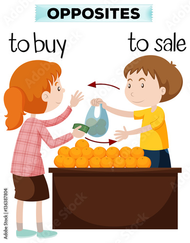 Opposite words for buy and sale