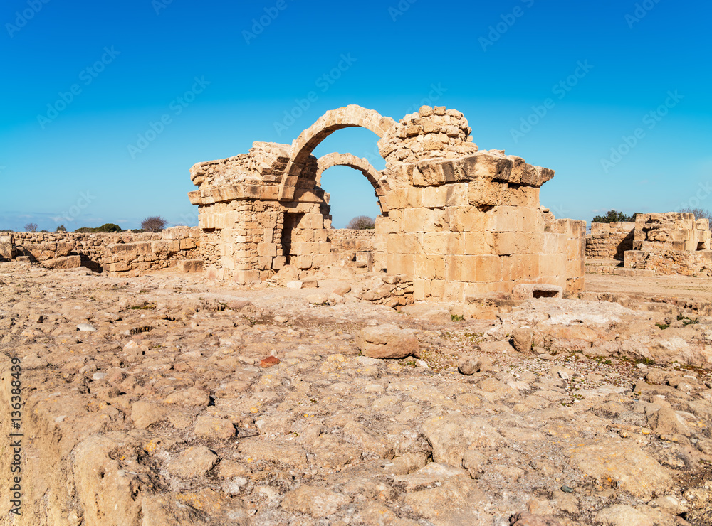 Paphos archaeological park at Kato Pafos in Cyprus