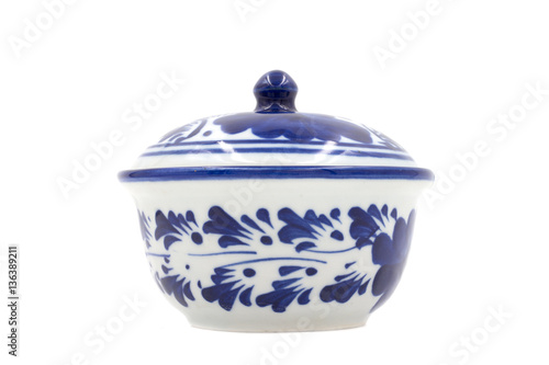 Traditional asian ceramic bowl isolated on white background