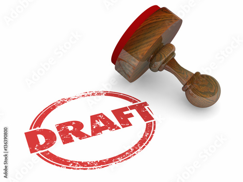 Tableau sur toile Draft Preliminary First Attempt Try Word Stamp 3d Illustration