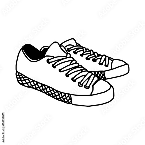 vector illustration hand drawn sketch of sneakers isolated 