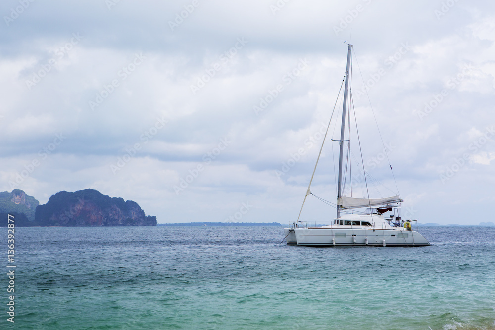yacht on beach in Krabi Thailand yacht on beach in Krabi Thailand