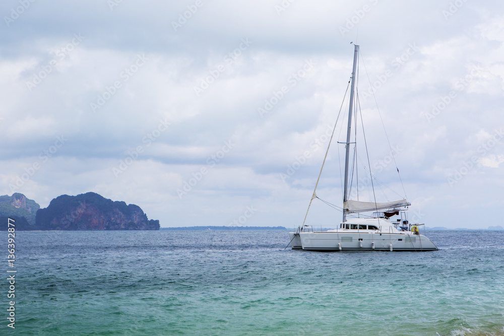 yacht on beach in Krabi Thailand