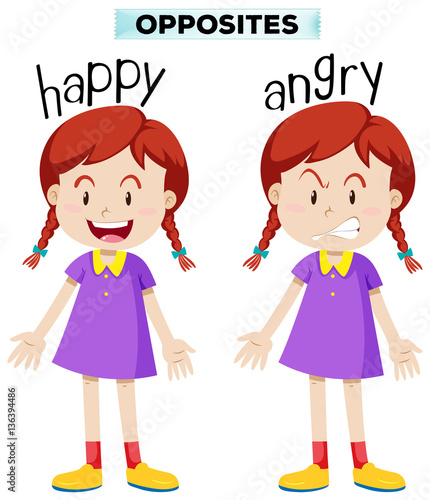 Opposite wordcard for happy and angry