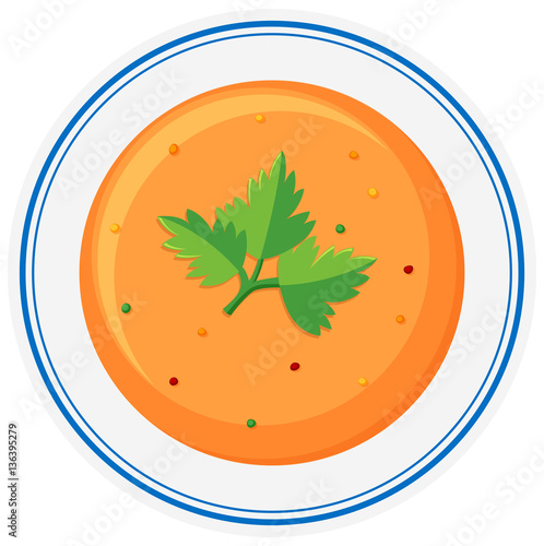 Hot soup in bowl
