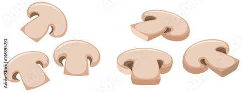 Six slices of mushroom