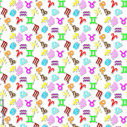 Colorful zodiac signs icon vector pattern on white background