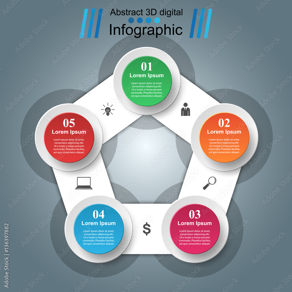 Fototapeta premium Abstract 3D digital illustration Infographic.