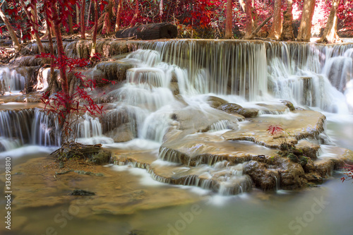 Hui Mae Khamin waterfall in deep forest , Thailand