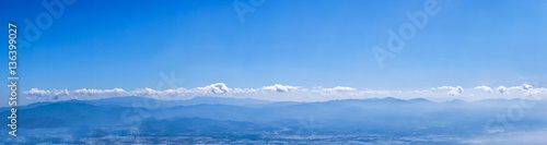 panoramic view of mountain view landscape blue sky