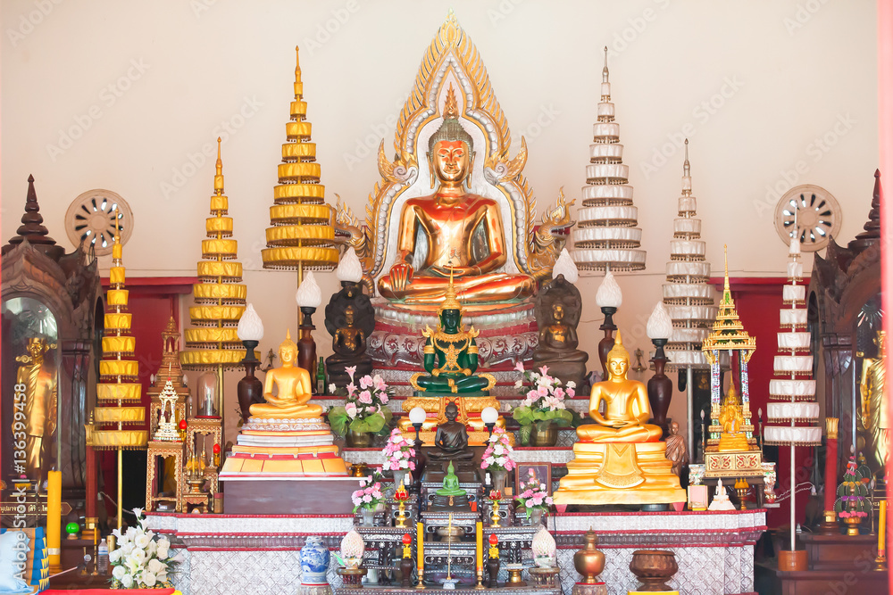 Beatiful Buddhist statue in Thai temple