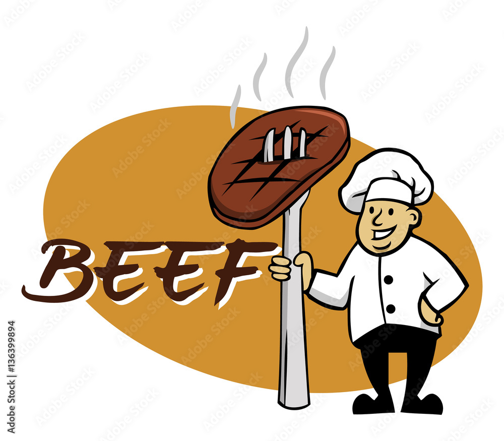 Vettoriale Stock Chef And Beef Adobe Stock