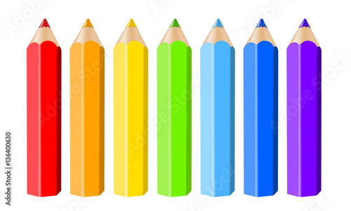 Set of realistic colored pencils