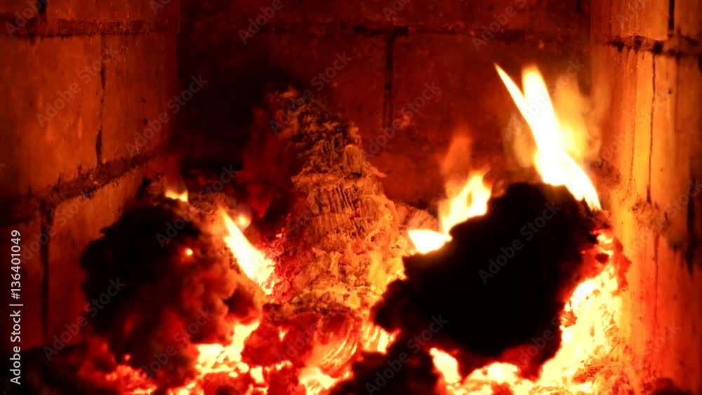 Flames in the furnace Stock Video Adobe Stock