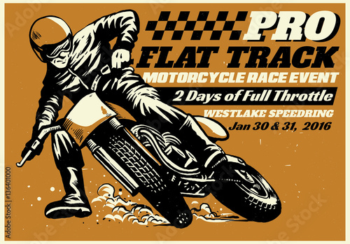 Flat Track motorcycle race event poster