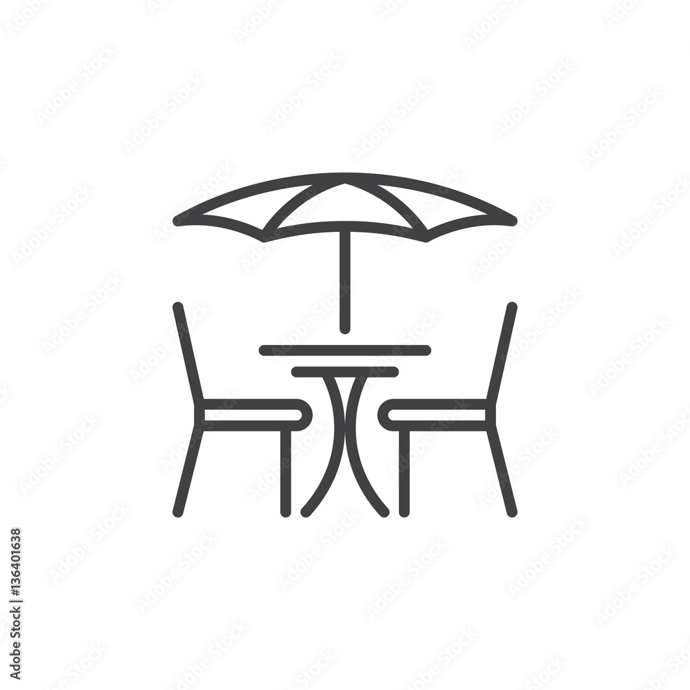 Street Cafe line icon, outline vector sign, linear pictogram isolated on white. Symbol, logo illustration Street Cafe line icon, outline vector sign, linear pictogram isolated on white. Symbol, logo illustration