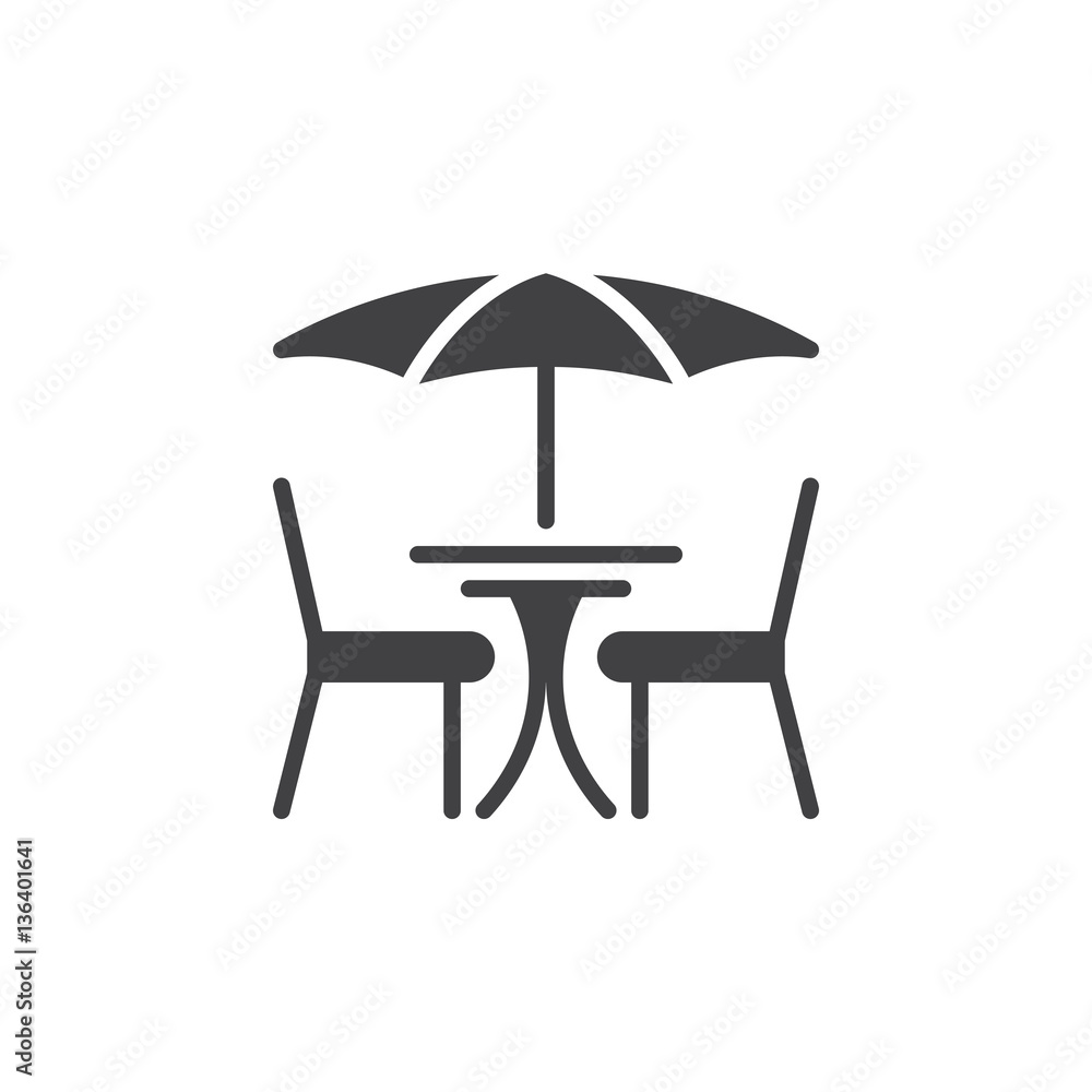 Street Cafe icon vector, filled flat sign, solid pictogram isolated on white. Symbol, logo illustration Street Cafe icon vector, filled flat sign, solid pictogram isolated on white. Symbol, logo illustration
