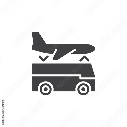 Airport shuttle transfer service icon vector, filled flat sign, solid pictogram isolated on white. Symbol, logo illustration