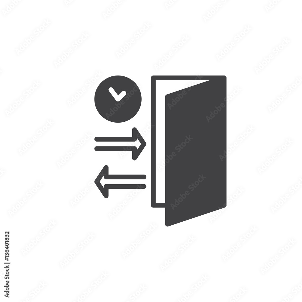 Check-in, Check-out icon vector, filled flat sign, solid pictogram isolated on white. Symbol, logo illustration Check-in, Check-out icon vector, filled flat sign, solid pictogram isolated on white. Symbol, logo illustration