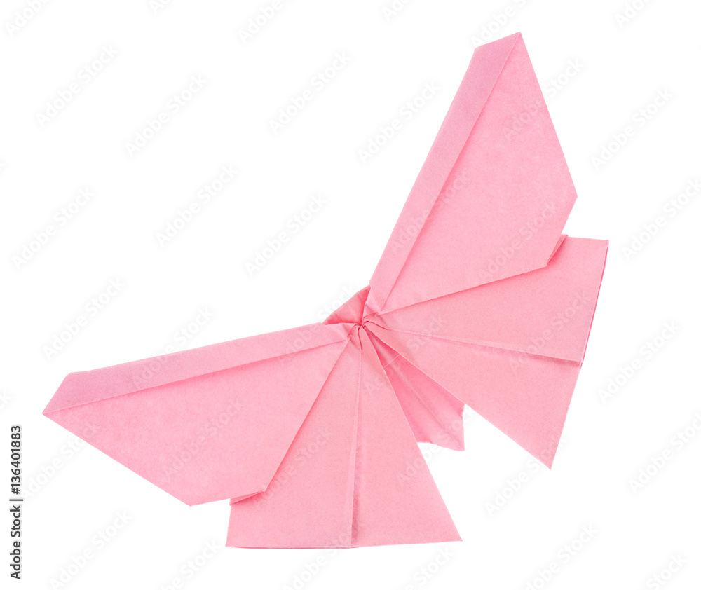 Naklejka premium Różowy motyl origami