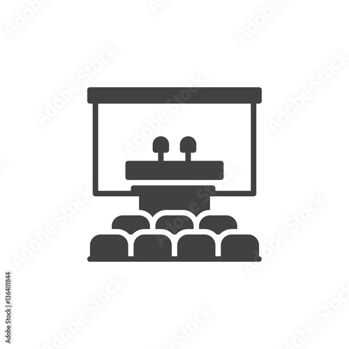 Speaker podium icon vector, filled flat sign, solid pictogram isolated on white. Conference room symbol, logo illustration