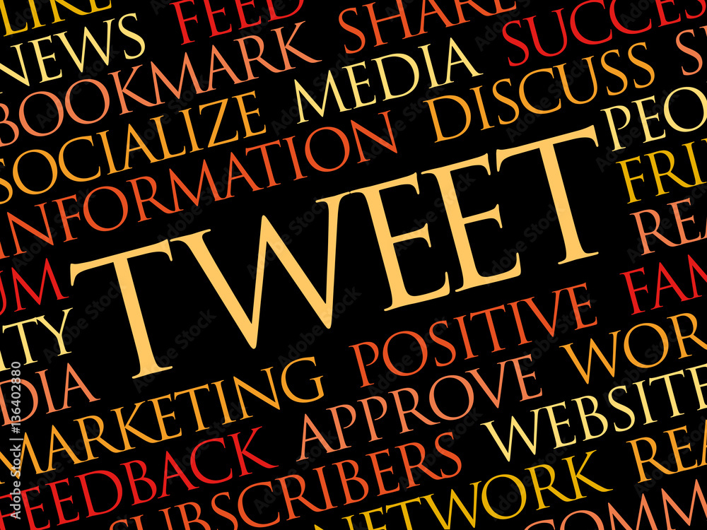 Tweet word cloud, technology business concept background