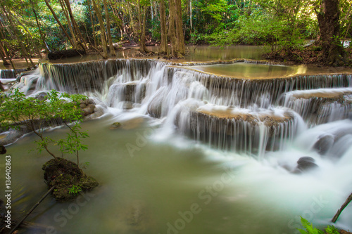 Hui Mae Khamin waterfall in deep forest   Thailand