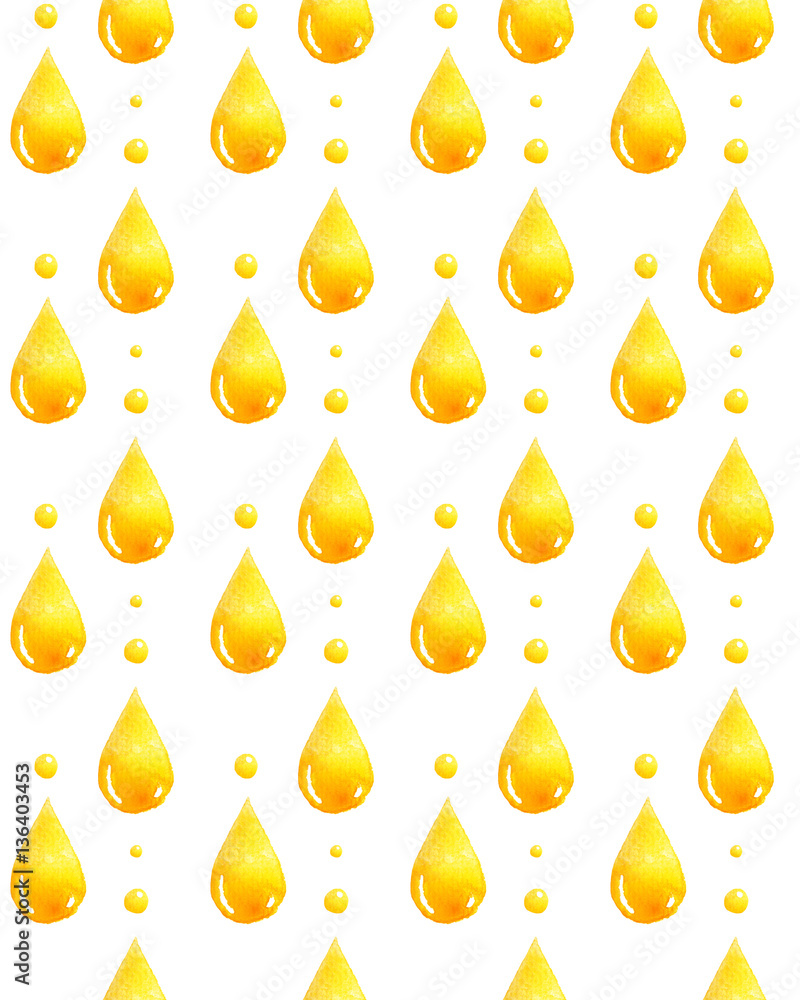 Watercolor pattern with a golden drop of oil. Watercolor pattern with a golden drop of oil.