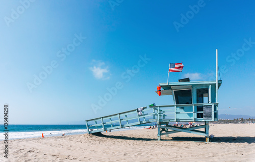 Baywatch tower on a Venice beach in Los Angeles USA photo
