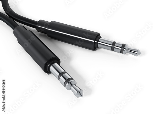 Guitar cable jacks isolated on white background
