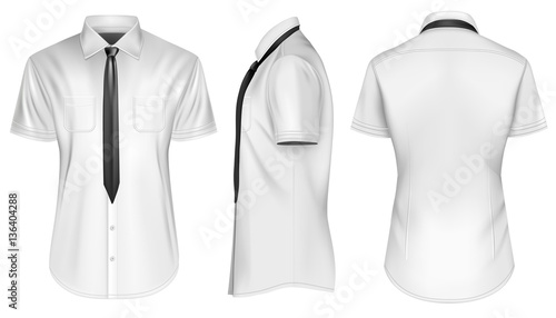Mens short sleeve button down shirt with tie