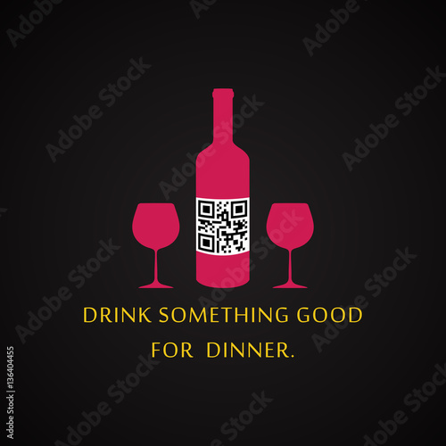 Drink something good for dinner - QR Code design template with hidden text inside the code