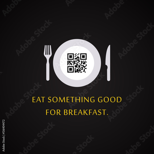 Eat something good for breakfast - QR Code design template with hidden text inside the code