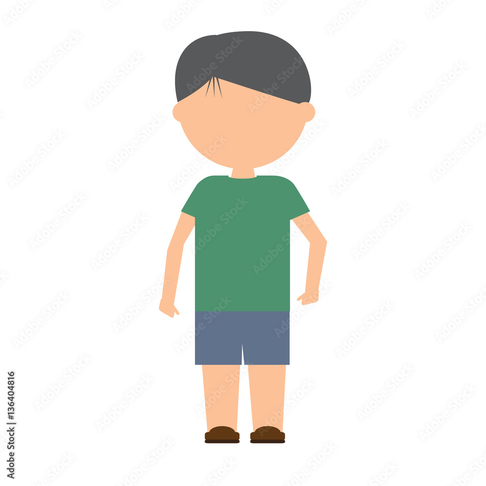 Boy character. Child standing. Vector Flat design