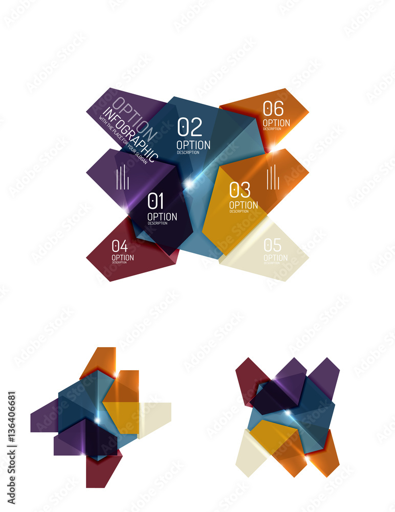 Set of abstract geometric paper graphic layouts Set of abstract geometric paper graphic layouts