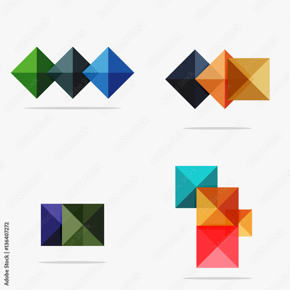 Set of square abstract backgrounds or infographics for content Set of square abstract backgrounds or infographics for content