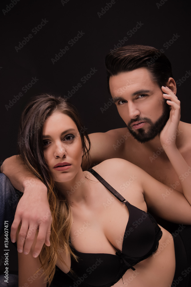 couple head face shoulders bra closeup intimate posing couple head face shoulders bra closeup intimate posing