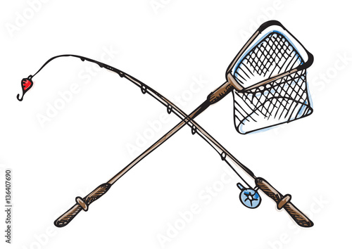 Fishing rod and landing net