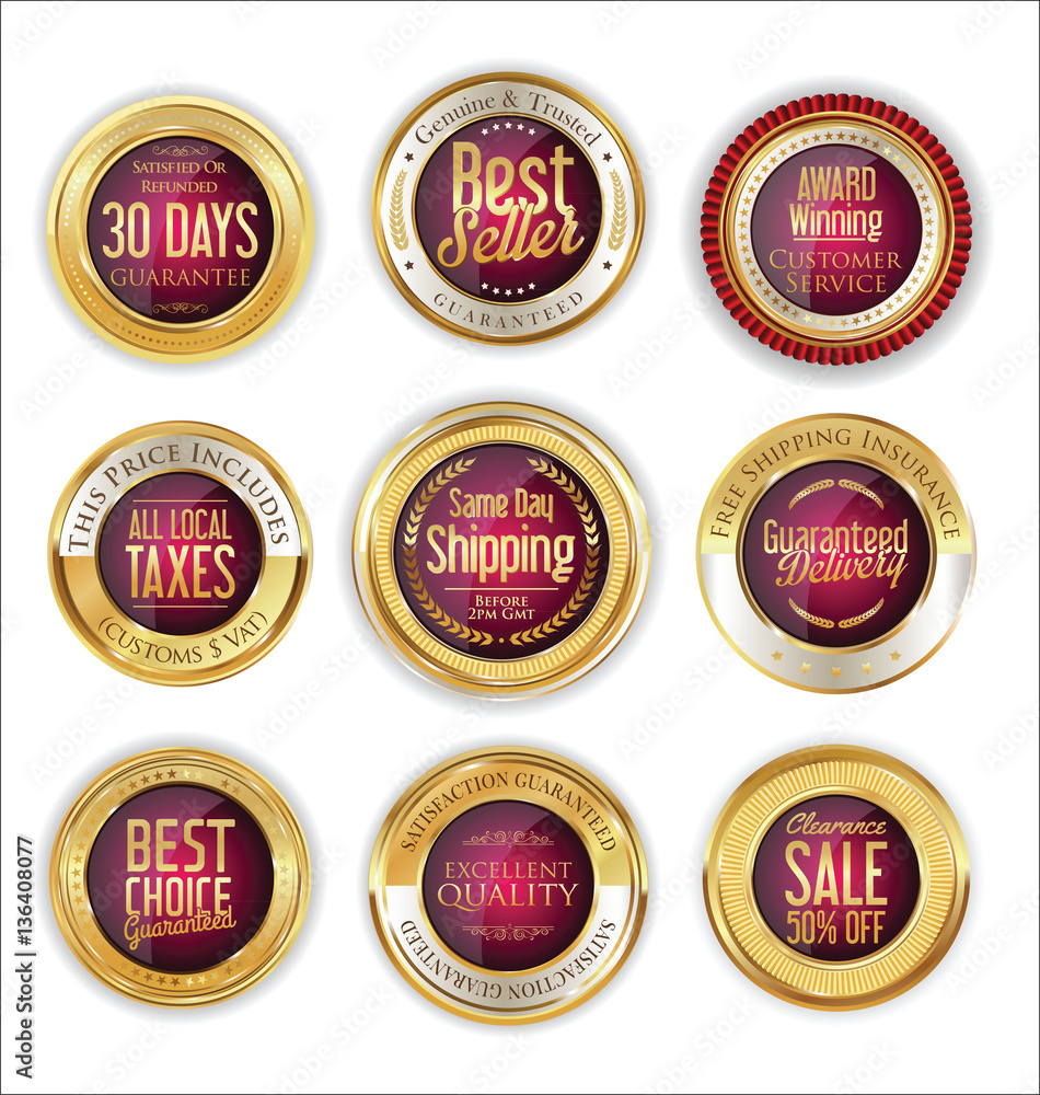 Luxury golden retro labels collection Luxury golden retro labels collection